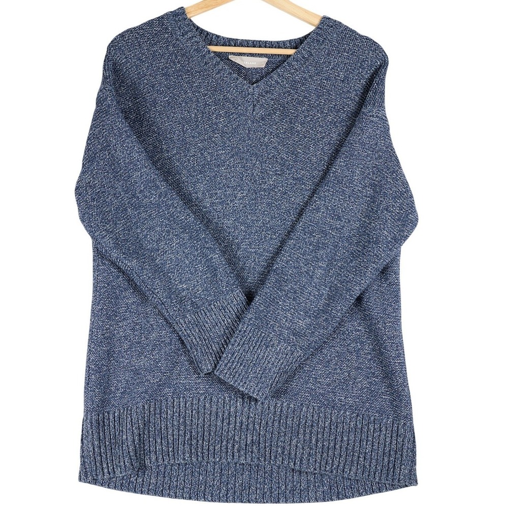 Everlane Sweater Nanan, China V Neck‎ Speckled Knit Blue Size S